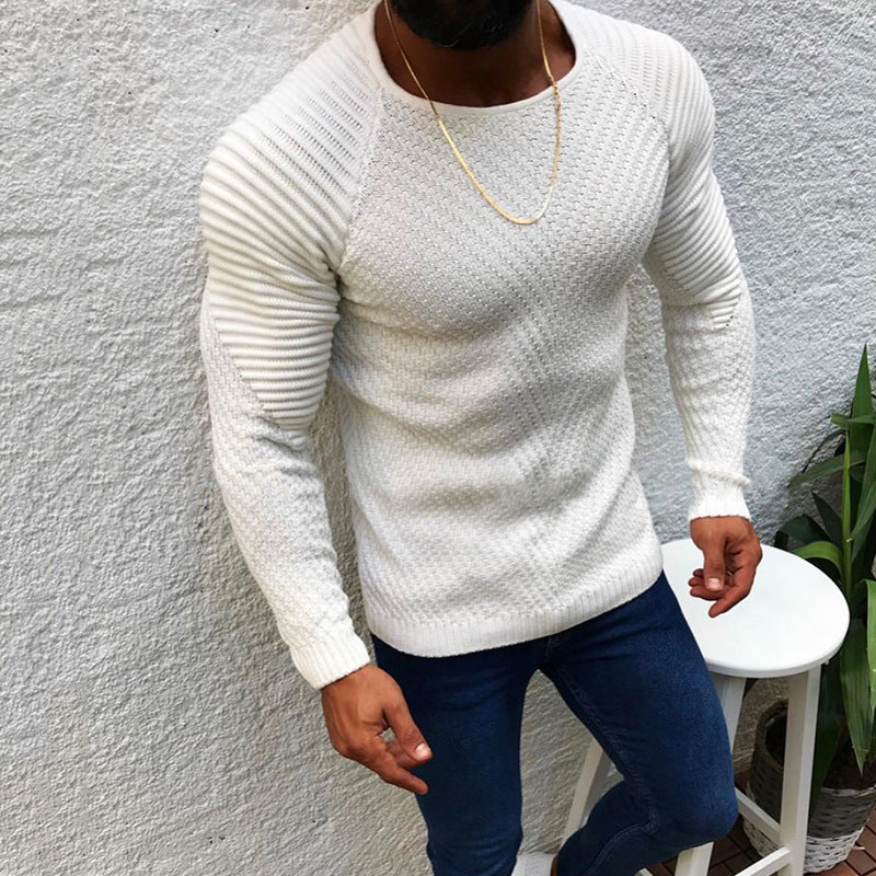 Herren strukturierter Slim-Fit Raglanpullover aus feinem Rippen- und Waffelstrick Shop Nory