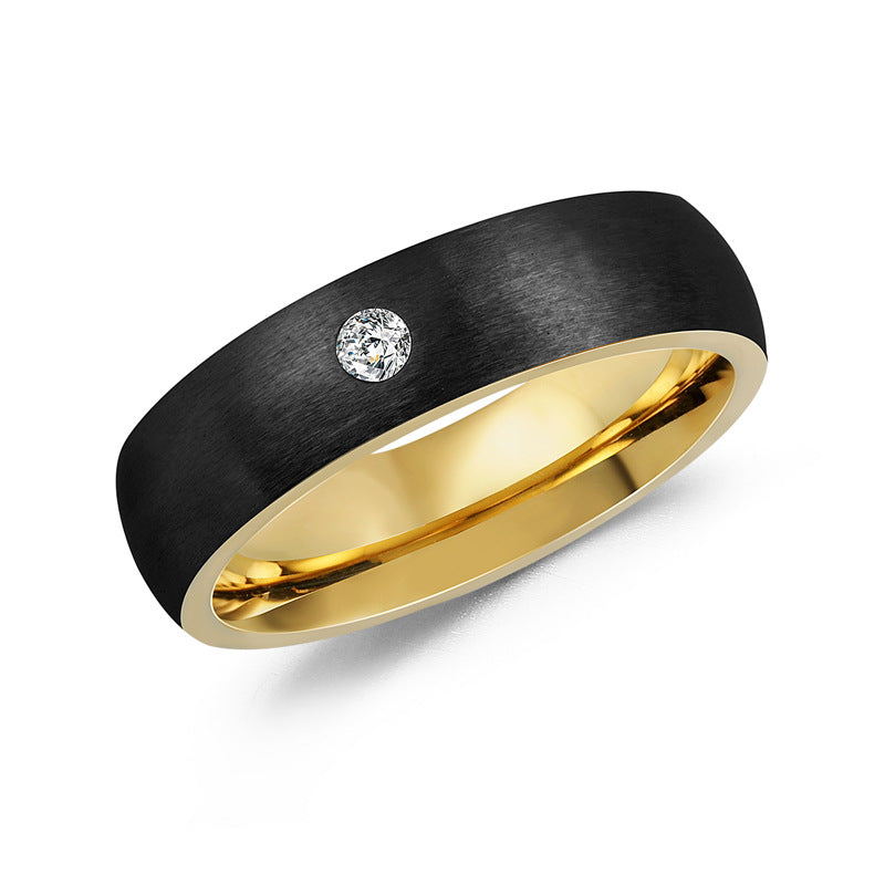 Herren Trauring aus Edelstahl mit eleganter Diamant-Applikation Shop Nory