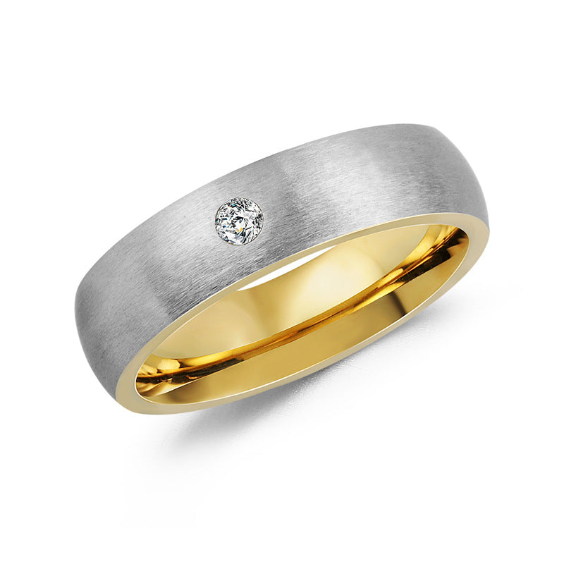 Herren Trauring aus Edelstahl mit eleganter Diamant-Applikation Shop Nory