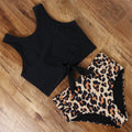Damen Sportliches Bikini-Set mit modischem Crop-Top und hochtailliertem Slip