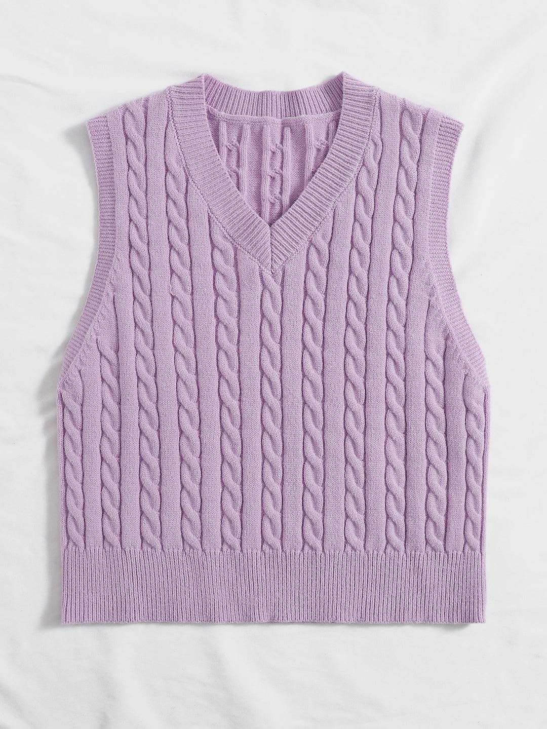 Damen Gestrickte ärmellose Zopfmuster-Pulloverweste mit V-Ausschnitt Shop Nory