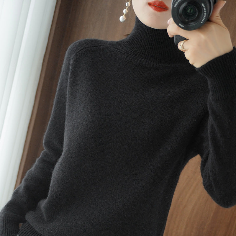 Damen Rollkragenpullover aus Kaschmir-Mix mit feiner Rippstruktur und überschnittener Schulter Shop Nory