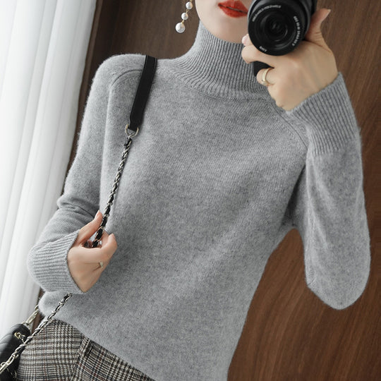 Damen Rollkragenpullover aus Kaschmir-Mix mit feiner Rippstruktur und überschnittener Schulter Shop Nory