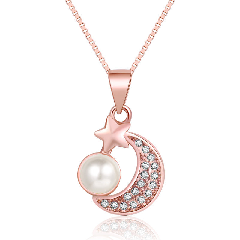 Damen Halskette mit zeitgenössischem Mond- und Sternenanhänger Shop Nory