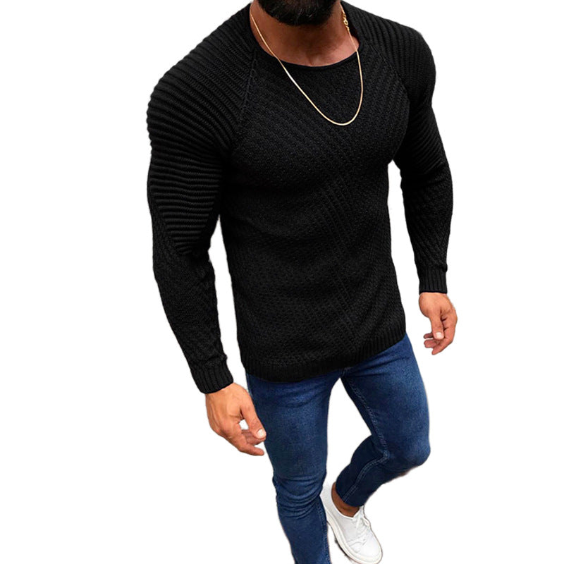 Herren strukturierter Slim-Fit Raglanpullover aus feinem Rippen- und Waffelstrick Shop Nory