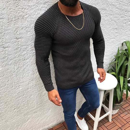 Herren strukturierter Slim-Fit Raglanpullover aus feinem Rippen- und Waffelstrick Shop Nory