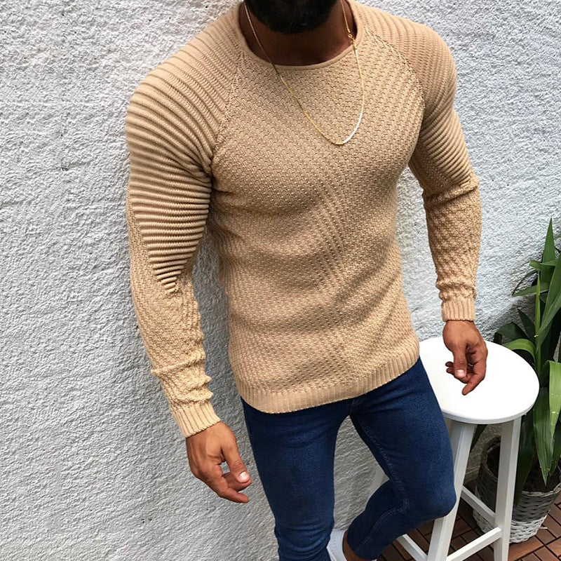 Herren strukturierter Slim-Fit Raglanpullover aus feinem Rippen- und Waffelstrick Shop Nory