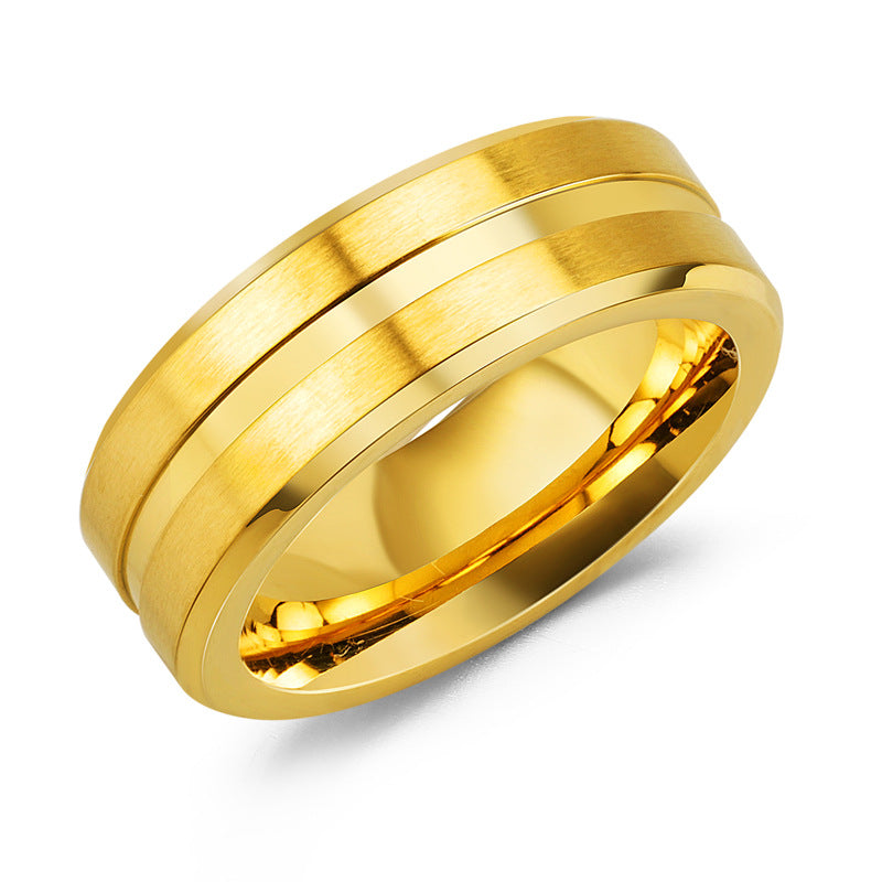 Herren eleganter Edelstahlring mit goldenen Akzenten Shop Nory