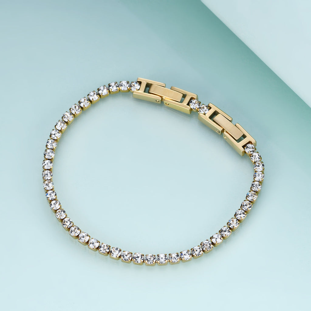 Damen Edelstahlarmband mit funkelnden Kristallen Shop Nory
