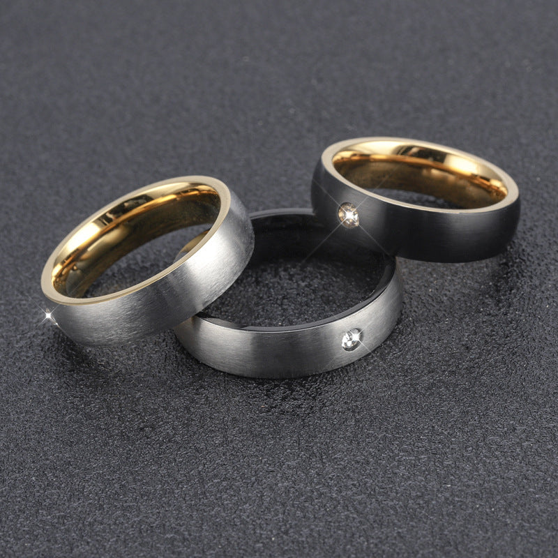 Herren Trauring aus Edelstahl mit eleganter Diamant-Applikation Shop Nory