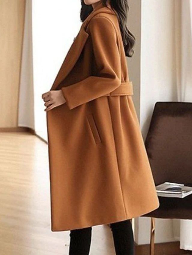 Winter Wollmantel Gürtel Slim