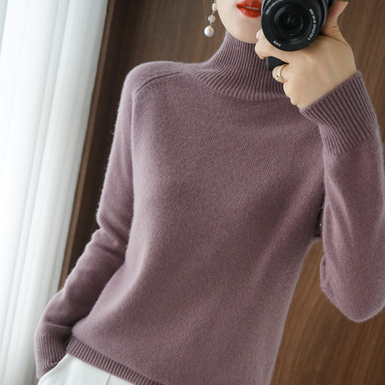 Damen Rollkragenpullover aus Kaschmir-Mix mit feiner Rippstruktur und überschnittener Schulter Shop Nory