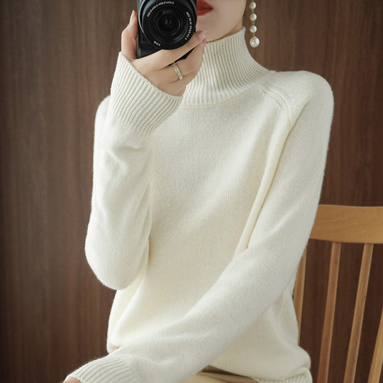 Damen Rollkragenpullover aus Kaschmir-Mix mit feiner Rippstruktur und überschnittener Schulter Shop Nory