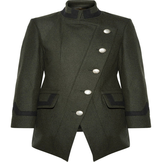 Damen Taillierter Militärmantel im A‑Linien‑Schnitt mit asymmetrischer Knopfreihe Shop Nory