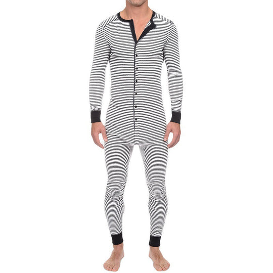 Herren Langarm Schlafanzugset mit komfortablem Knopfdesign