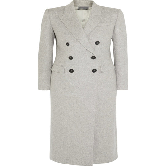 Damen Doppelreihiger Taillierter Wollmix‑Longcoat im schlanken Tailoring‑Stil Shop Nory