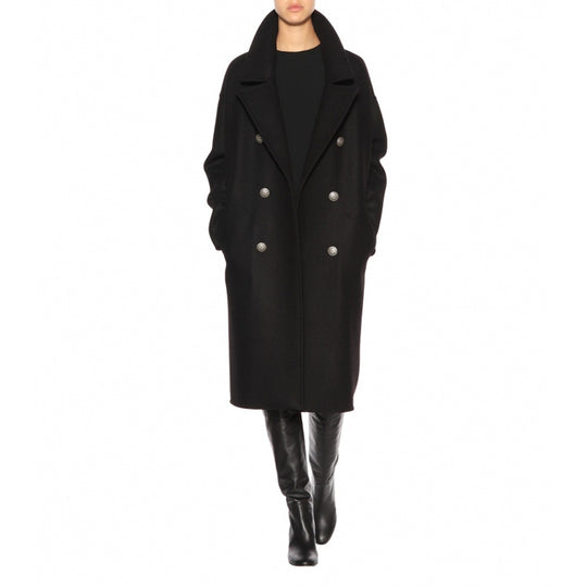 Damen Oversize Zweireihiger Longcoat mit weitem Schalkragen und relaxed Tailoring Shop Nory