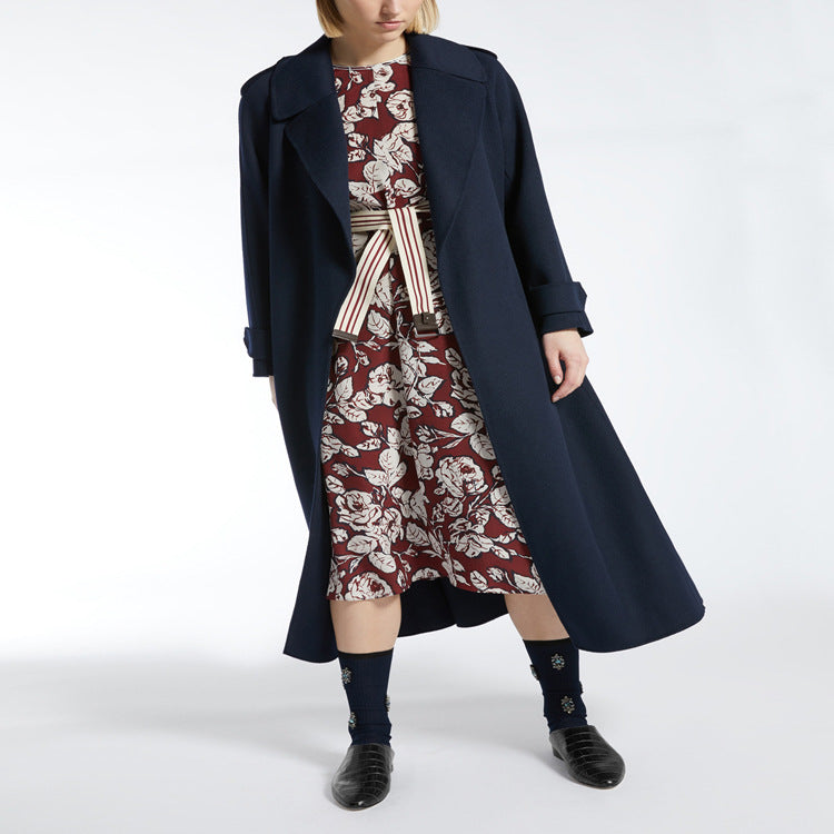 Damen Maxilanger Wollmix-Mantel im fließenden Swing-Cut mit weichem Schalkragen Shop Nory