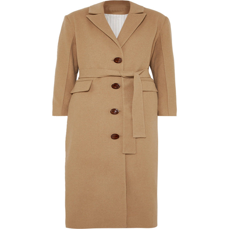 Damen Bodenlanger Einreihiger Wollmix‑Mantel mit seitlichem Gehschlitz und minimalistischer Tailoring‑Optik Shop Nory