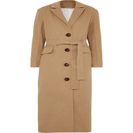 Damen Bodenlanger Einreihiger Wollmix‑Mantel mit seitlichem Gehschlitz und minimalistischer Tailoring‑Optik Shop Nory