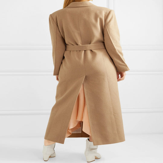 Damen Bodenlanger Einreihiger Wollmix‑Mantel mit seitlichem Gehschlitz und minimalistischer Tailoring‑Optik Shop Nory