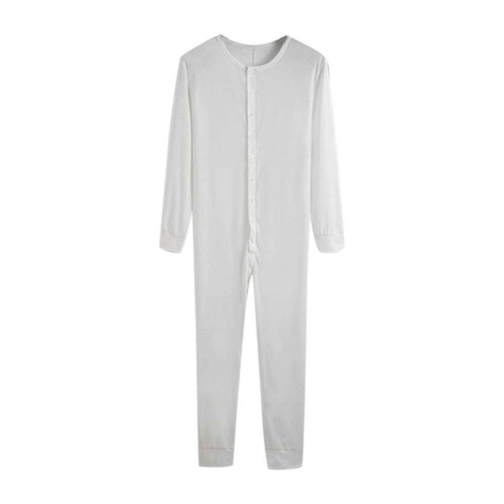 Unisex nan Einteiliger Langarm-Schlafanzug mit durchgehender Knopfleiste und elastischen Bündchen