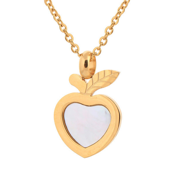 Damen Halskette mit herzförmigem Apfelanhänger und hochwertiger Gliederkette Shop Nory