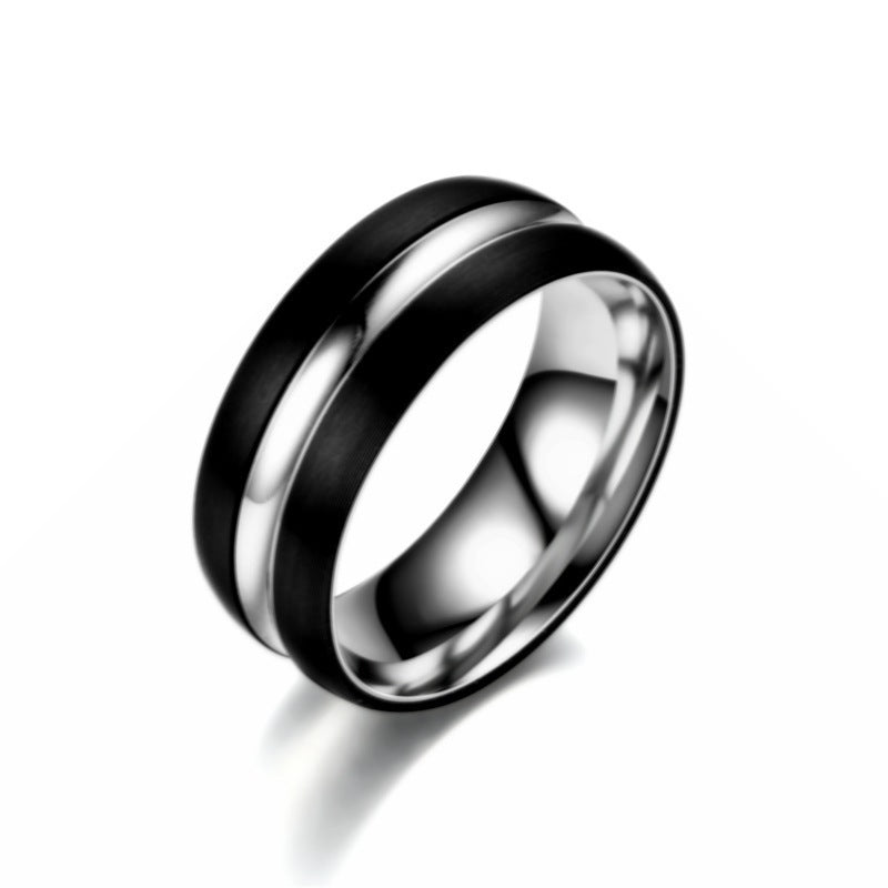Herren Ring mit elegantem schwarzem Finish und polierten Edelstahlakzenten Shop Nory