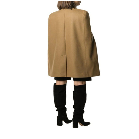 Damen Wollmix‑Cape mit Stehkragen, verdeckten Armöffnungen und puristischem Tailoring Shop Nory