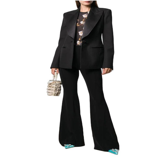 Damen Tailliertes Smoking-Blazerjackett mit Satin-Schalkragen und präzisem Tailoring Shop Nory