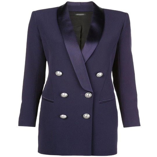 Damen Blazerkleid im Tailoring‑Look mit satiniertem Schalkragen und strukturierten Schultern Shop Nory