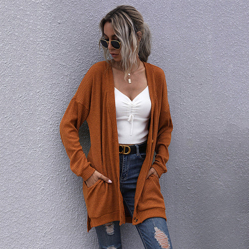 Damen Langer Oversize Strickcardigan mit Strukturstrick, offenen Taschen und lässigem Schnitt Shop Nory