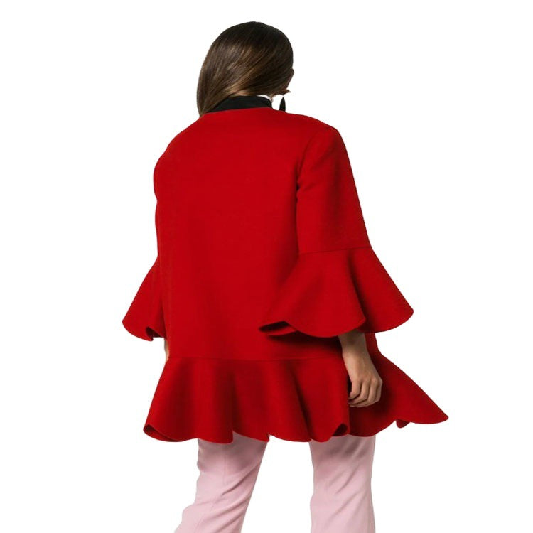 Damen Volantierter Cape‑Mantel aus Wollmix mit Glockenärmeln Shop Nory