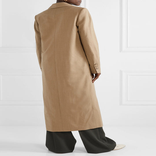 Damen Maxilanger minimalistischer Einreihiger Wollmix-Longcoat mit offenem Schalkragen Shop Nory