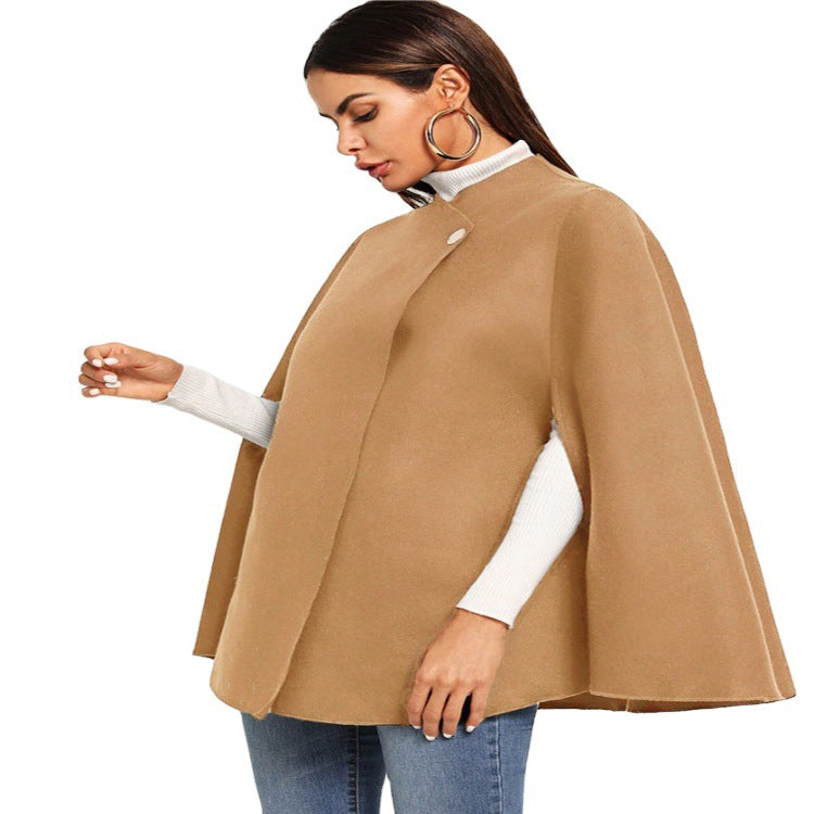 Damen Kurz-Capecoat im Mantelstil mit Stehkragen und verdeckter Knopfblende Shop Nory