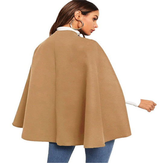 Damen Kurz-Capecoat im Mantelstil mit Stehkragen und verdeckter Knopfblende Shop Nory