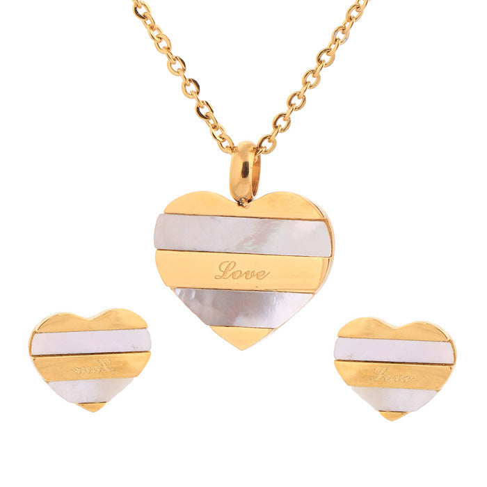 Damen Schmuckset mit herzförmigem Anhänger und passenden Ohrsteckern Shop Nory