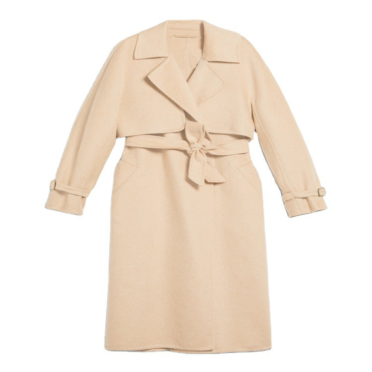 Damen Wollmantel mit Cape‑Schulter und Taillengürtel Shop Nory