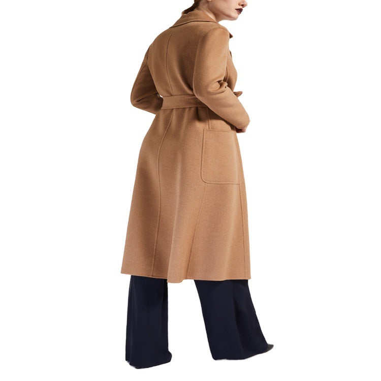Damen Taillierter Wickelmantel aus Woll-Kaschmirmix mit A‑Linie, Gürtel und aufgesetzten Taschen Shop Nory