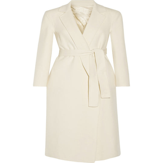 Damen Bodenlanger Wickel-Longcoat aus Woll-Kaschmirmix mit tailliertem Bindegürtel Shop Nory
