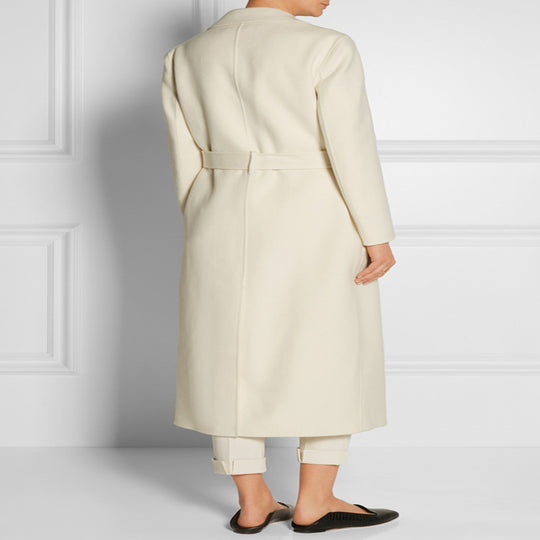 Damen Bodenlanger Wickel-Longcoat aus Woll-Kaschmirmix mit tailliertem Bindegürtel Shop Nory