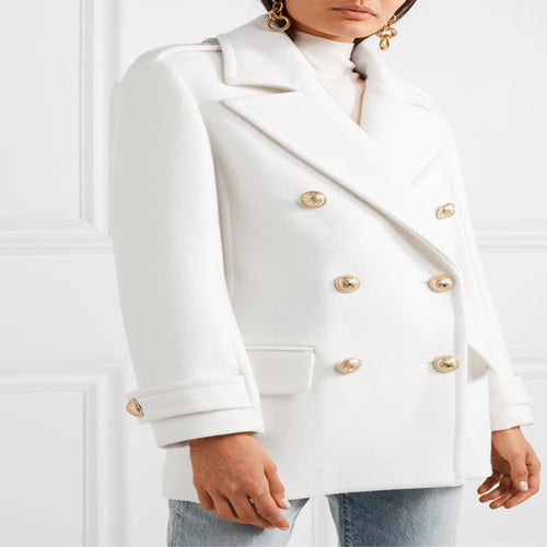Damen Zweireihiger Kurzmantel im Marine‑Tailoring mit goldenen Zierknöpfen Shop Nory
