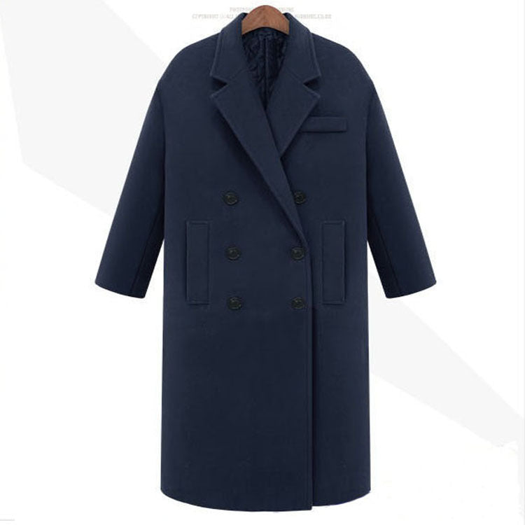 Herren Longcoat im minimalistischen Doppelreiher aus Wollmix mit kastiger Oversize-Silhouette Shop Nory
