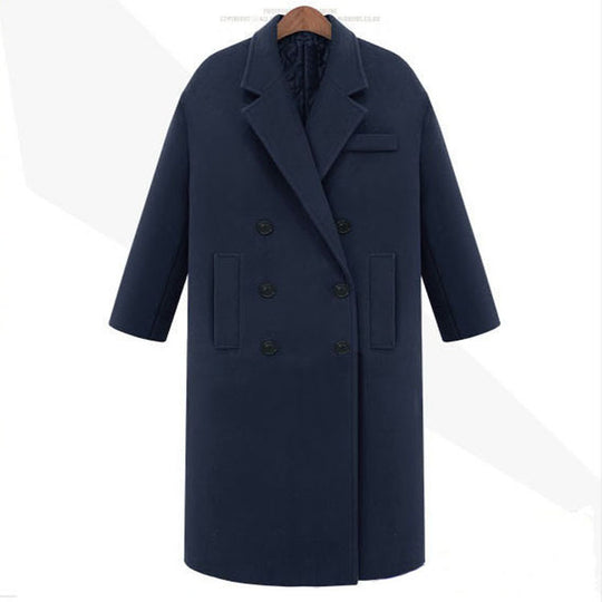Herren Longcoat im minimalistischen Doppelreiher aus Wollmix mit kastiger Oversize-Silhouette Shop Nory