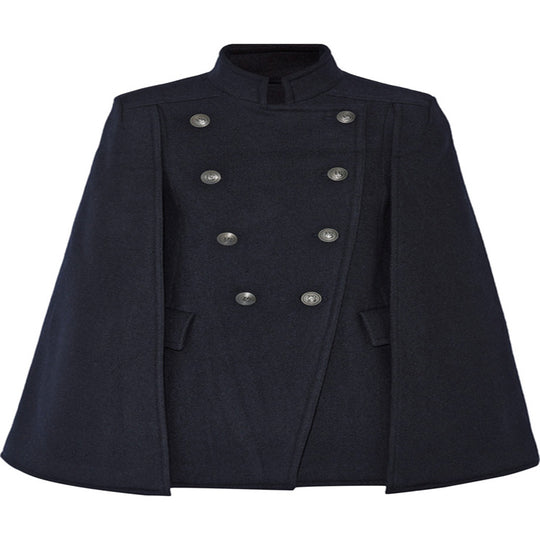 Damen Kurzer Cape-Mantel im Military‑Stil mit Doppelreihe und Stehkragen Shop Nory