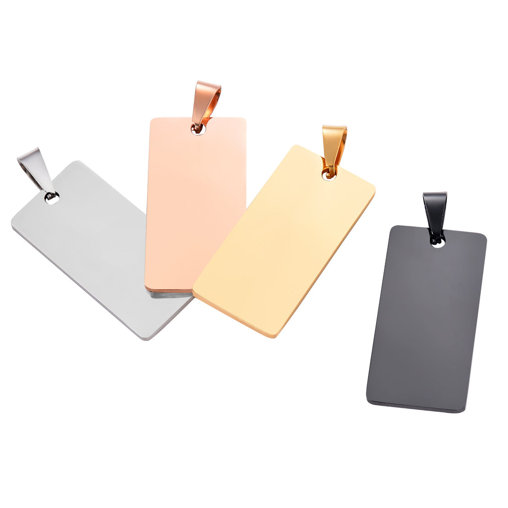 Damen gravierbarer Edelstahl-Anhänger in rectangularer Form Shop Nory