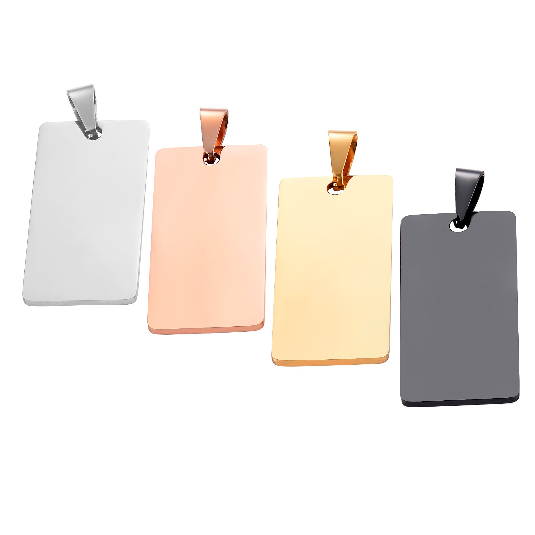 Damen gravierbarer Edelstahl-Anhänger in rectangularer Form Shop Nory