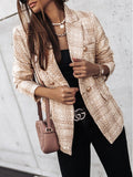 Blazer Taillierte Passform Tweed Doppelreiher Kariertes Muster