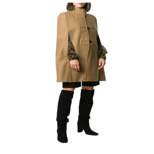 Damen Wollmix‑Cape mit Stehkragen, verdeckten Armöffnungen und puristischem Tailoring Shop Nory