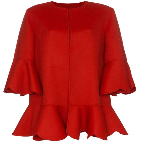 Damen Volantierter Cape‑Mantel aus Wollmix mit Glockenärmeln Shop Nory